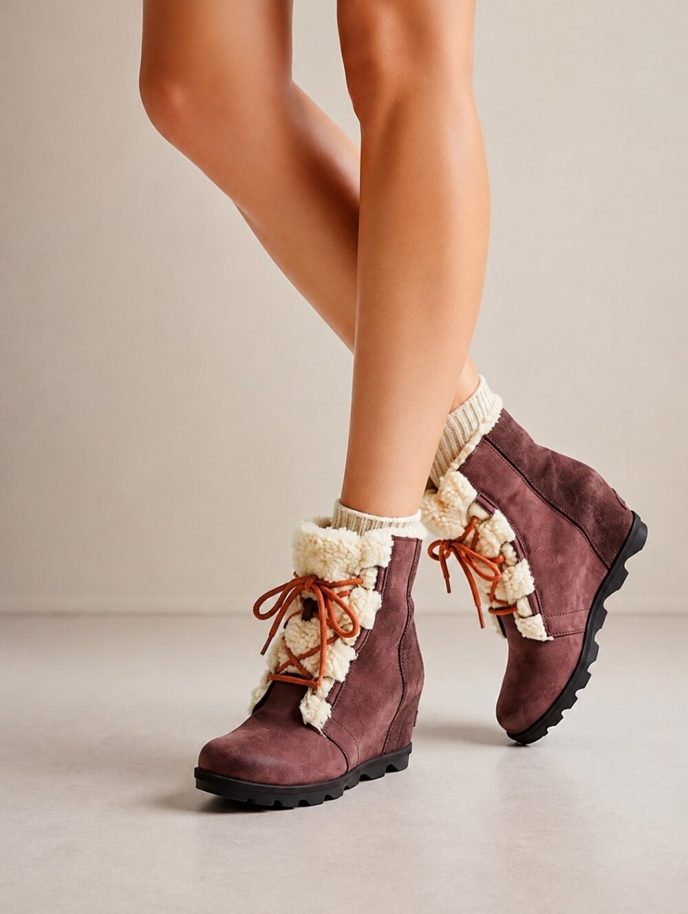 Sorel Shearling Waterproof Wedge Boots Size 8